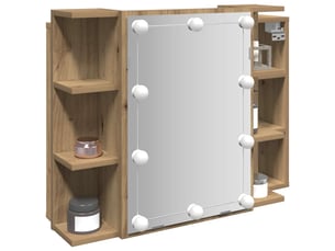 Armoire à miroir avec led chêne artisanal 70x16.5x60 cm