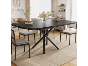 Table à manger extensible 115-155-195x115 cm pour 4 à 8 personnes, piètement en x métal, pieds réglables - noir