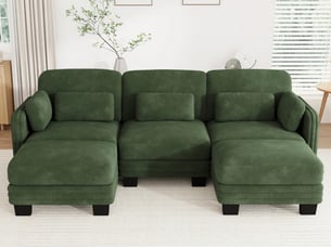 Canapé d'angle gauche fixe <strong>BIQZUYA</strong> <strong></strong> 3 places Tissu Vert