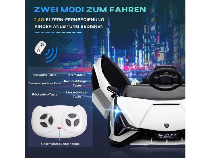  Voiture électrique enfant lamborghini sian 108x62x40 cm 12 v avec télécommande métal blanc  - Conforama E