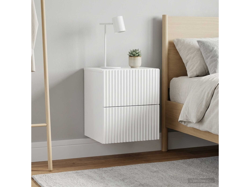 Table de chevet - cabinet de chevet - table de nuit mural 2 pièces blanc brillant - Conforama C