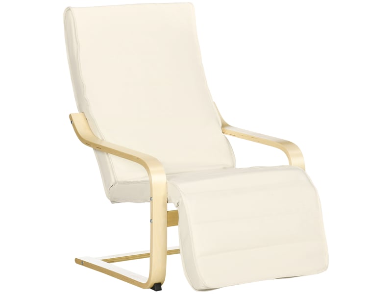  Fauteuil de relaxation avec repose-pieds, lin (100% polyester), 94x66.5x100cm, crème  - Conforama B