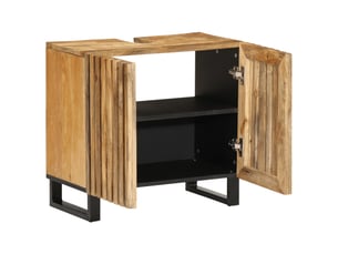 Armoire lavabo de salle de bain, cabinet de salle de bain 62x34x58cm manguier massif brut cf65600