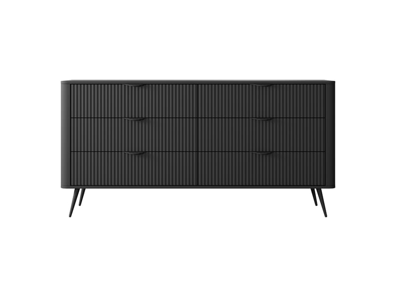  Buffet hali, bahut 6 tiroirs, 163x38x81h cm noir Hali - Conforama E