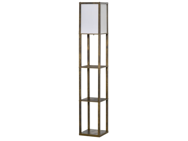  Lampadaire avec rangements 26x26x160 cm e27 bois brun rustique  - Conforama A