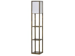 Lampadaire avec rangements 26x26x160 cm e27 bois brun rustique