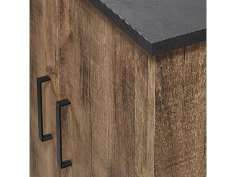  Buffet 4 portes 3 tiroirs aspect chêne artisan et noir graphite - urbal URBAL - Conforama D