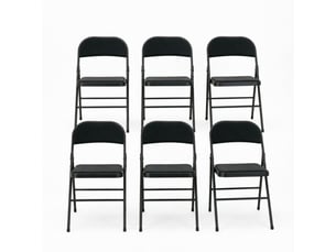 Chaise pliante lot de 6 avec assise rembourrée et dossier, pliage compact en acier et polyester noir