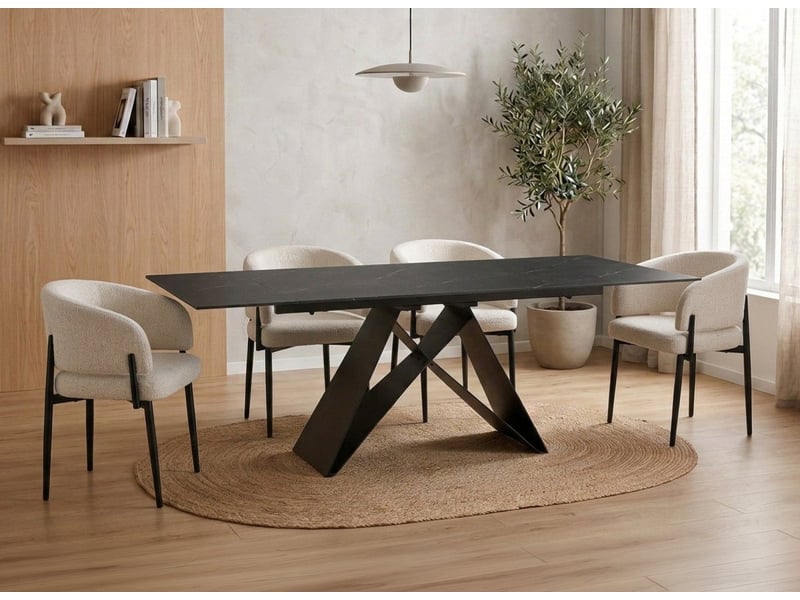  Lot de 2 chaises en velours tissé écru pieds en métal noir diana A4041-ECR-NOI - Conforama D