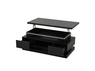 Table basse rectangulaire coloris noir <strong>KORFEE</strong> <strong></strong> - 50 cmx100 cm