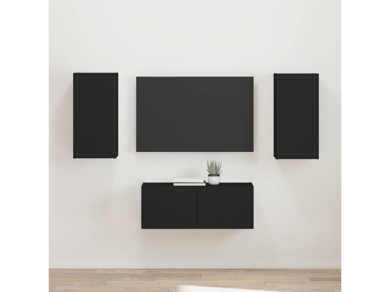  Ensemble meuble tv - banc tv - meuble de rangement 2 pcs noir bois d'ingénierie  - Conforama B