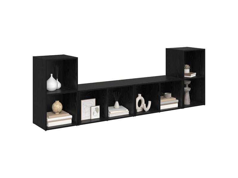  Ensemble meuble tv - banc tv - meuble de rangement 4 pcs chêne noir bois d'ingénierie  - Conforama C