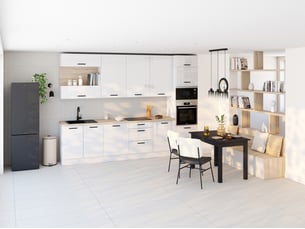Cuisine sur mesure en kit <strong>Nougat</strong> Blanc brillant fabriquée en France