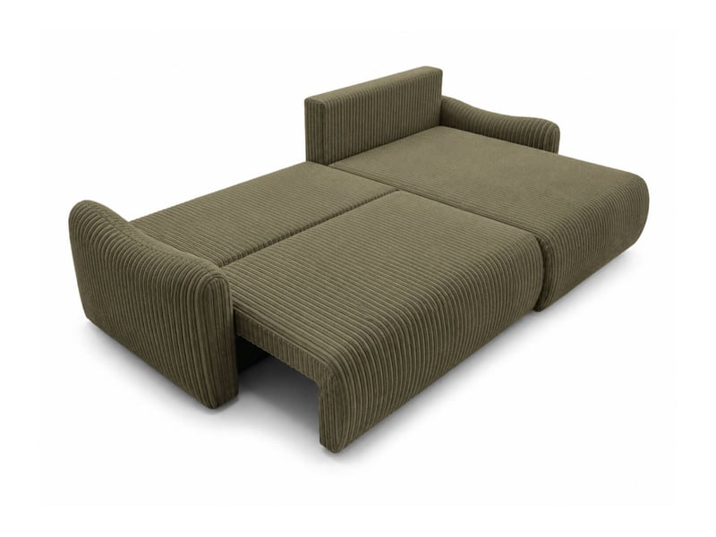  Apoline - canapé d'angle réversible convertible 4 places avec coffre en velours côtelé  - Conforama C