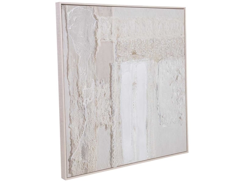 Tableau peint à la main avec cadre en bois rose 103x4x103h cm  - Conforama A