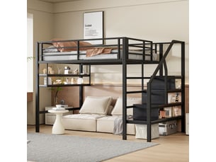 Lit mezzanine 140x200 cm <strong>STILVORA</strong> <strong></strong> coloris noir