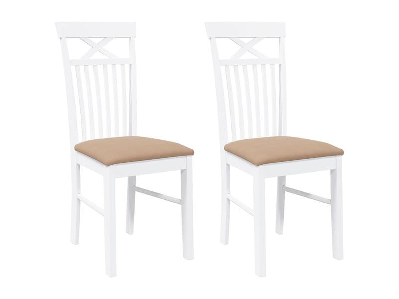  Vidaxl chaises à manger coussins 2 pcs blanc bois massif caoutchouc  - Conforama A