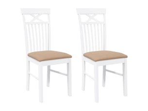 Vidaxl chaises à manger coussins 2 pcs blanc bois massif caoutchouc