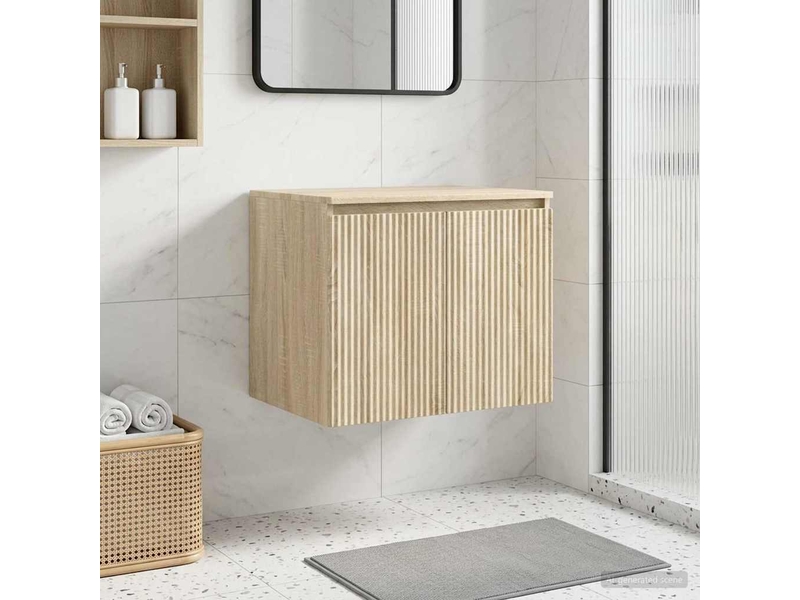  Cabinet salle de bain mural, meuble de rangement chêne sonoma 62.5x44.5x50 cm  - Conforama B