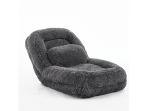 Canapé de sol convertible 1 place en tissu gris foncé, dossier réglable 5 positions pour se détendre à la maison