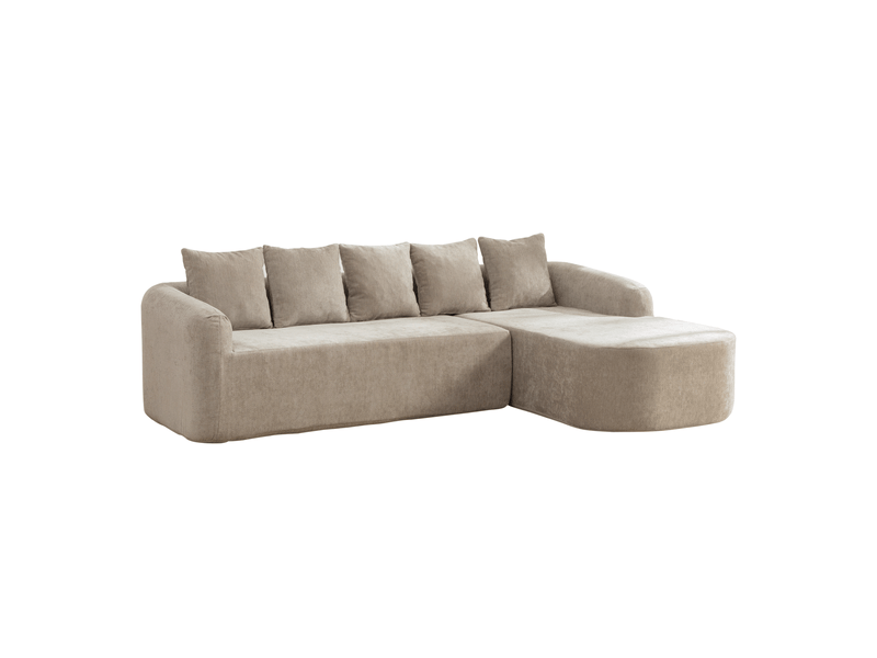 Canapé d'angle modulable en chenille 3 places gris - sans montage assise moelleuse - Conforama A