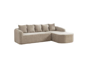 Canapé d'angle modulable en chenille 3 places gris - sans montage assise moelleuse