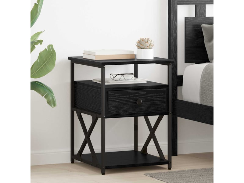  Vidaxl table de chevet 2 pcs noir métal meuble rangement moderne 40x42x55cm chambre salon  - Conforama B