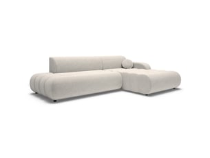 Canapé d'angle droit convertible SELSEY Arione 3 places Tissu beige avec coffre de rangement