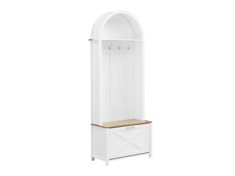  Portemanteau avec banc et rangement en mdf 75 x 195 cm blanc et bois  - Conforama W