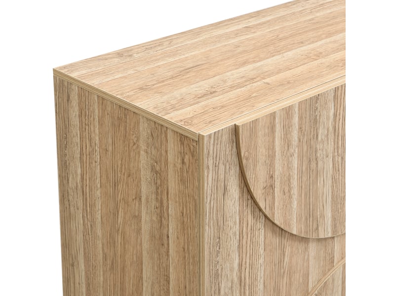  Buffet 160 cm avec 4 portes, rangements compartimentés et ouverture assistée par ressort, panneau de particules, effet bois naturel Fay Lum - Conforama E