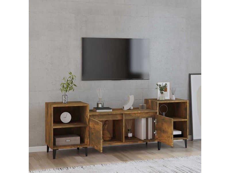  Meuble tv - banc tv - meuble de rangement chêne fumé 160x35x55 cm bois d'ingénierie  - Conforama C