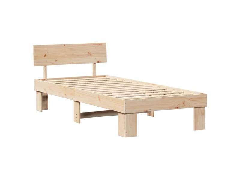  Lit simple- lit adulte -  cadre de lit avec tête de lit naturel 100 x 200 cm pin massif  - Conforama C