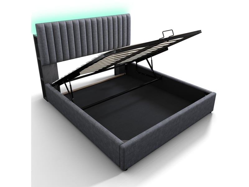 Lit rembourré 90x200 cm - velours rose - chargeur usb-c - cadre à lattes - 1 place - Conforama W