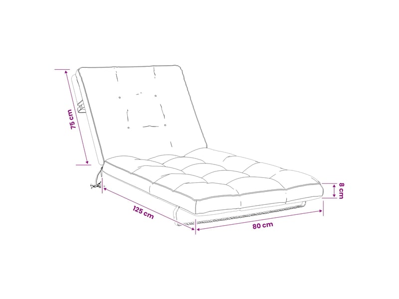  Coussin de transat, coussin pour bain de soleil vianen 100 % polyester gris 200 x 80 x 8 cm cf56311  - Conforama E