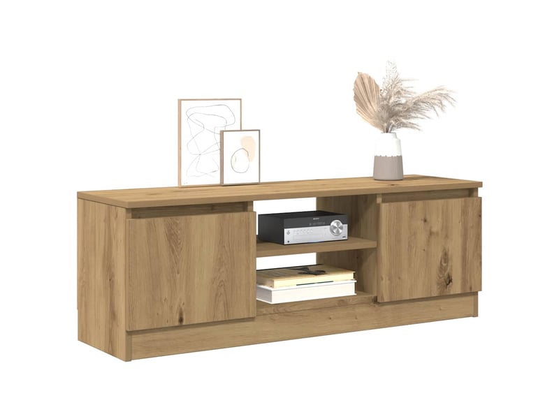  Meuble tv - banc tv - meuble de rangement chêne artisanal 102x30x36 cm bois d'ingénierie  - Conforama C