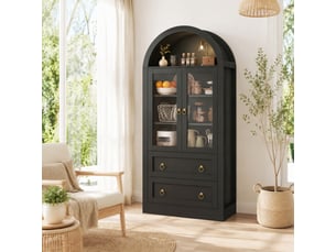 Buffet 2 porte(s) 2 tiroir(s) <strong>HAUSS SPOLE</strong> <strong></strong> - 80 cm coloris noir
