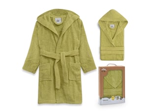Peignoir de bain enfant interbaby taille 14 ans - pistache - coton éponge, boîte cadeau