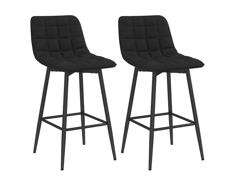  Ensemble de 2 tabourets de cuisine de style nordique en tissu effet velours et métal, 45 x 47 x 84 cm, noir  - Conforama A