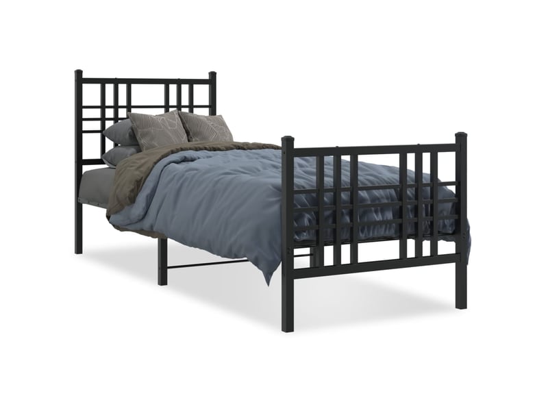  Lit simple- lit adulte -  cadre de lit métal sans matelas avec pied de lit noir 80x200 cm  - Conforama A