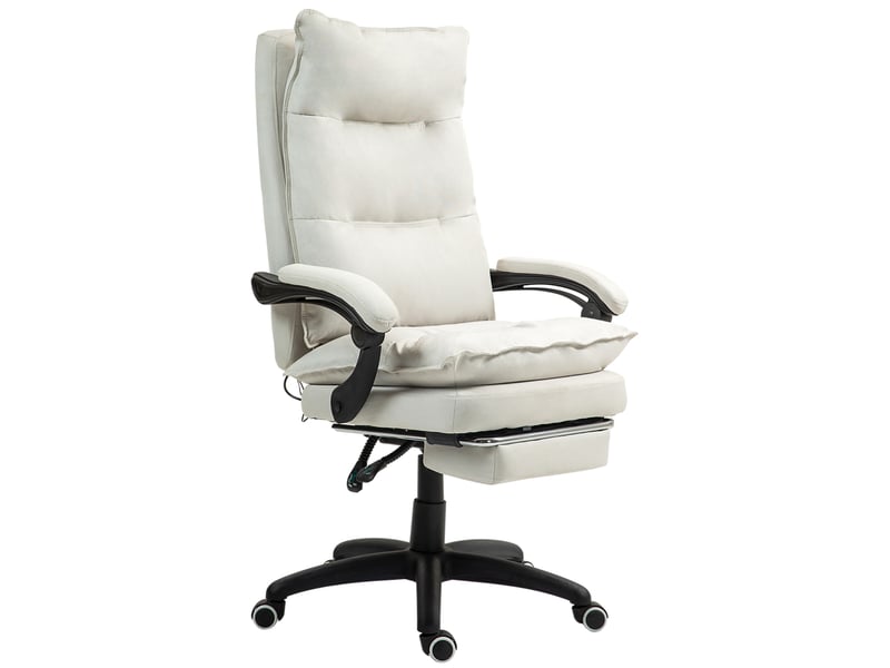  Fauteuil de bureau massant inclinable avec repose-pieds blanc crème  - Conforama B