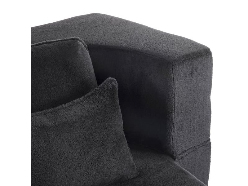  Canapé droit convertible lit noir, revêtement en velours haute densité, design moderne et confortable pour salon ou chambre d'amis, prêt à l'emploi  - Conforama W