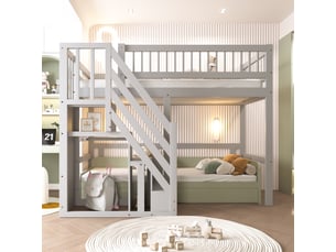 Lit mezzanine 90x200 cm <strong></strong>  <strong></strong> coloris gris
