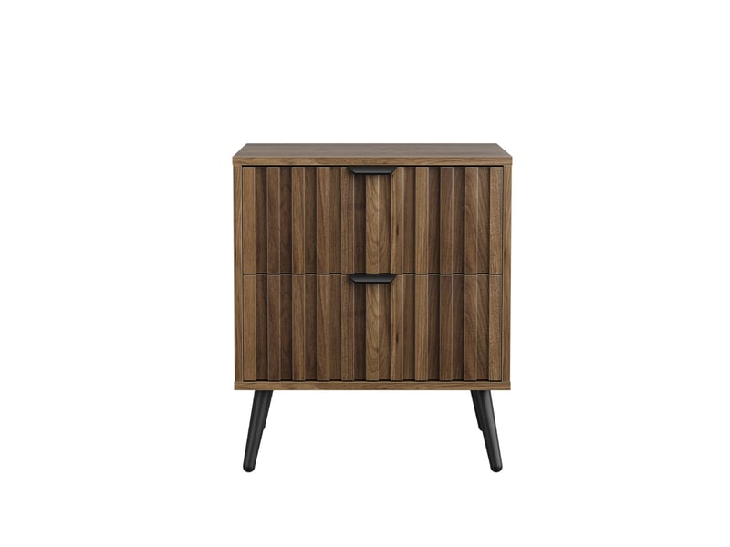  Table de chevet moderne, noyer, design encastré, 2 tiroirs, rangement chambre, 45 cm, 1 pièce  - Conforama A
