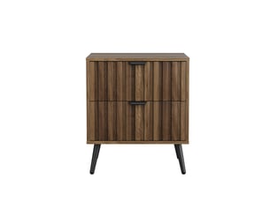 Table de chevet moderne, noyer, design encastré, 2 tiroirs, rangement chambre, 45 cm, 1 pièce