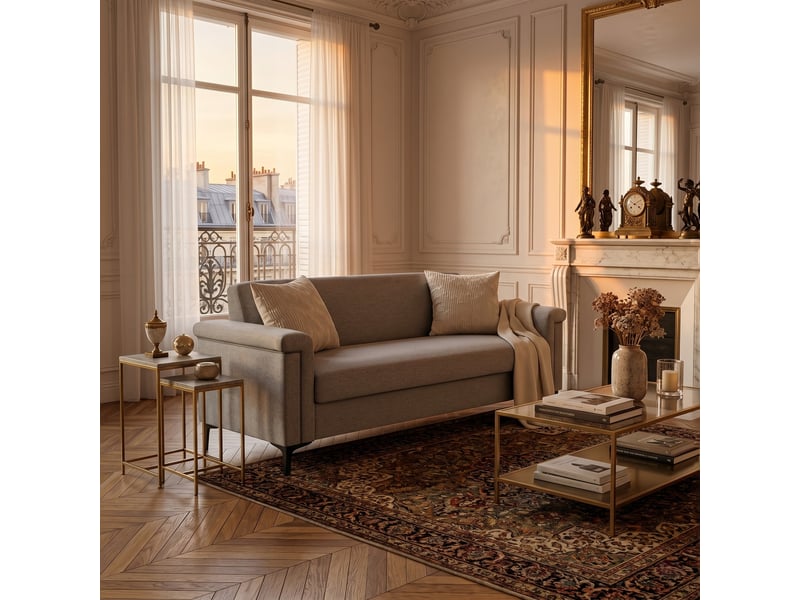 Canapé droit fixe 2 places gris clair en tissu polyester 172 x 73,5 x 81,5 cm, style nordique pour salon W3601S00005 - Conforama W