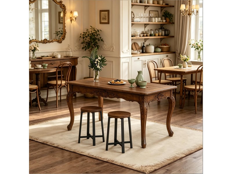  Chaises de salle a manger lot de 2 gain de place - structure metal, style industriel, bois noir et vintage  - Conforama C
