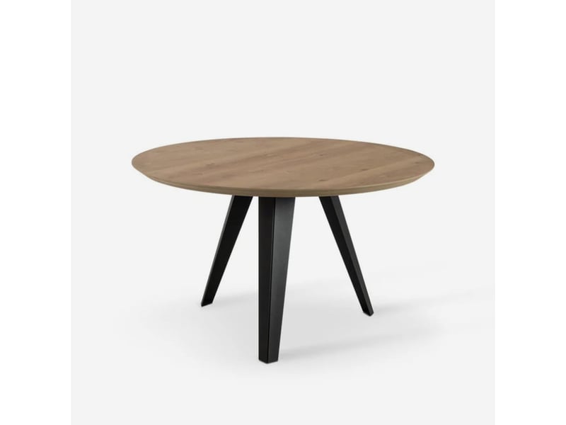  Table ronde fixe en chêne et métal leo  - Conforama A
