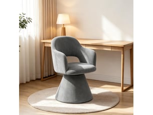 Chaise de salle à manger pivotante 360° grise en tissu effet lin avec accoudoirs intégrés