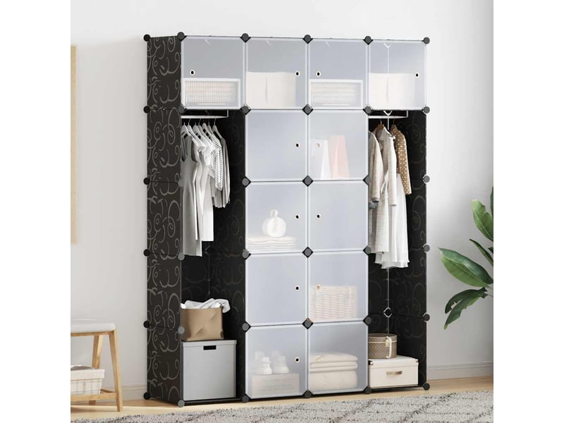  Armoire modulaire 14 compartiments noir et blanc 37x146x180,5cm  - Conforama B