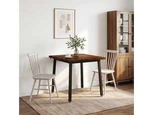 Table à manger moderne 90x90x75cm bois d'acacia massif marron foncé et noir carré shl83011